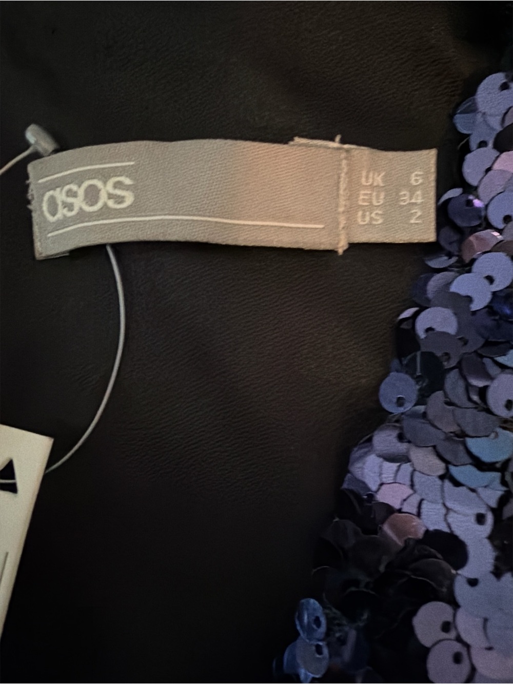 NWT ASOS Navy Sequin Plunge Neck Bodycon Mini Dress Long Sleeve US 2 - Picture 13 of 16